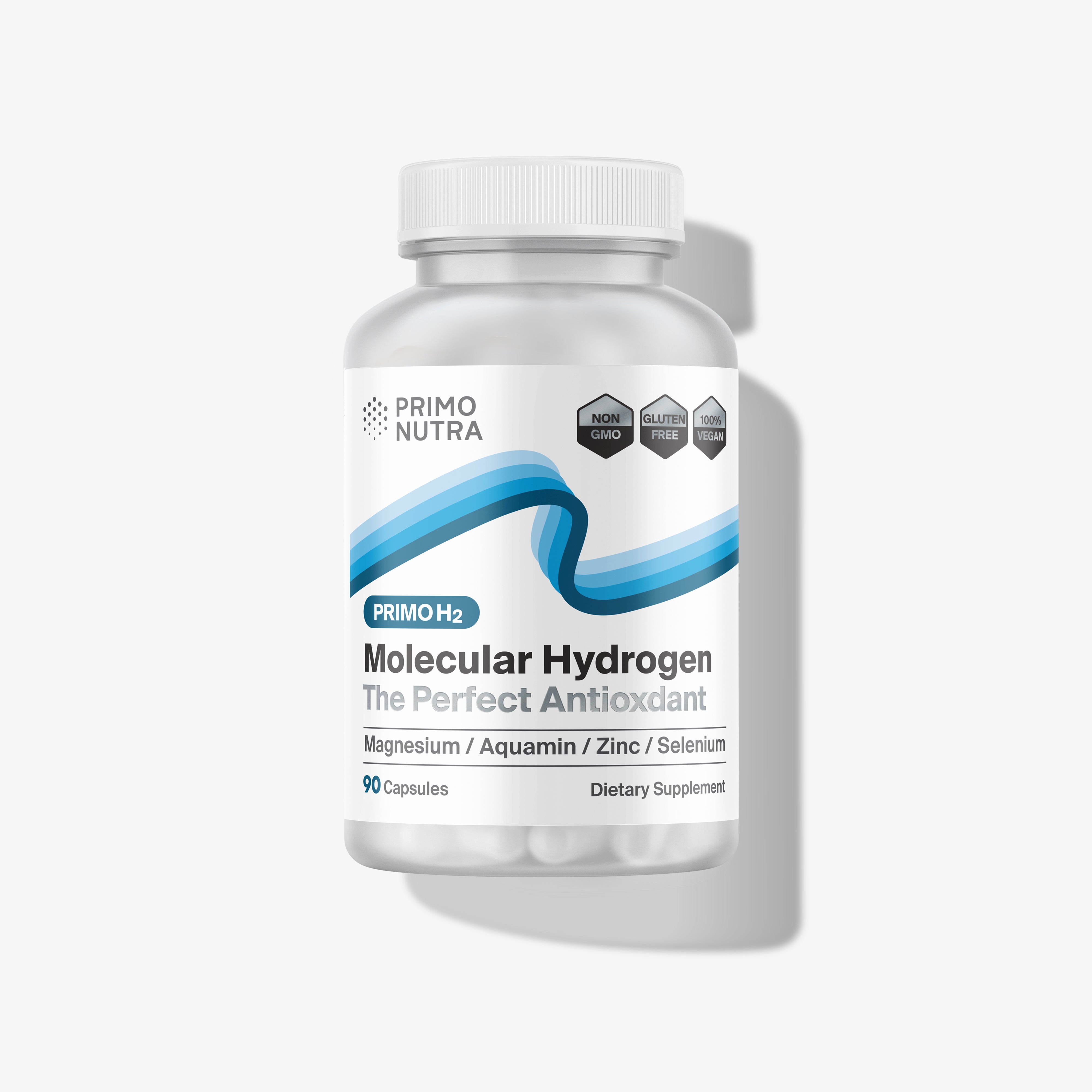 PrimoH2 molecular hydrogen supplement bottle – antioxidant hydrogen capsules for cellular health