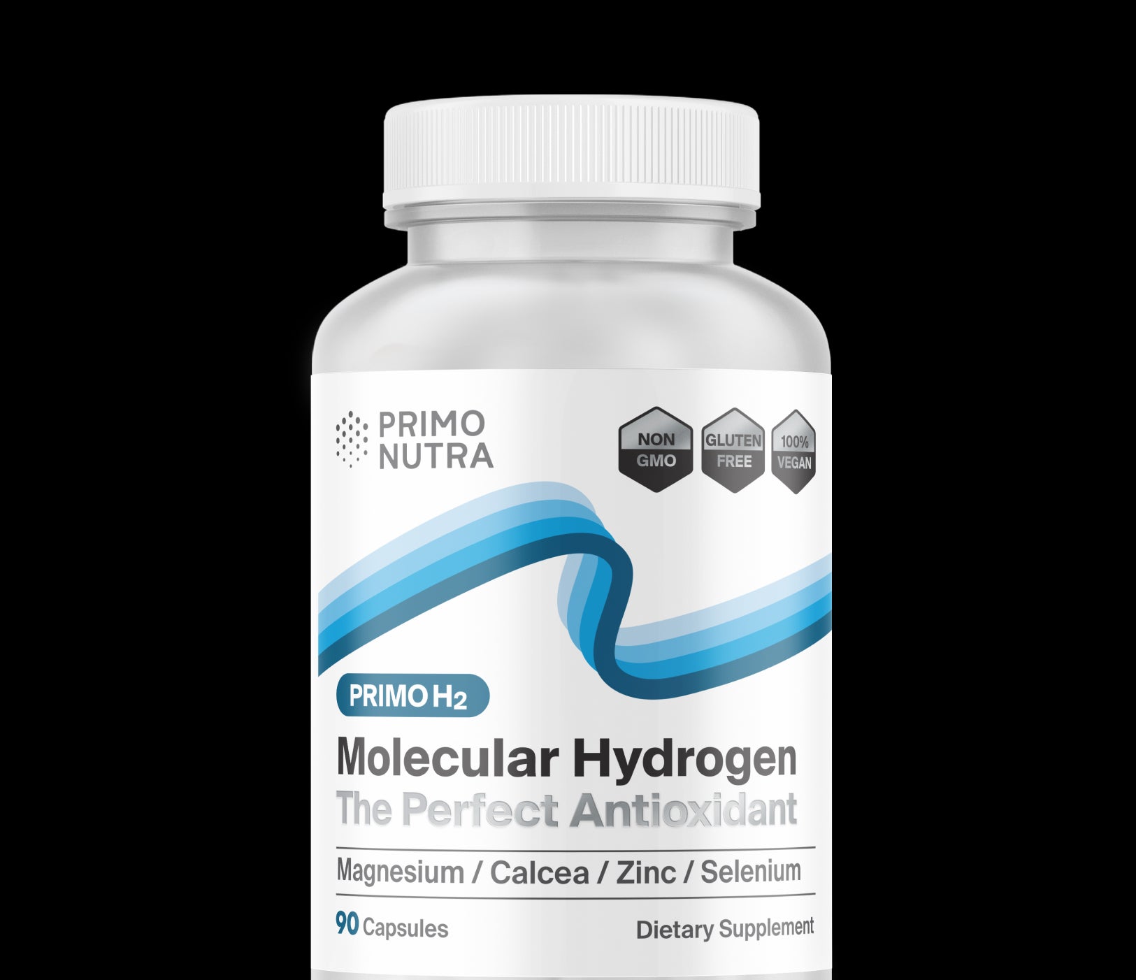 Primo Nutra Molecular Hydrogen supplement bottle on a white background
